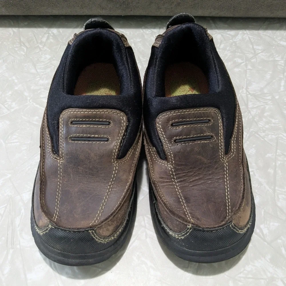 Stride Rite Carson Moc Brown Leather Slip On Loafers Kids 11W